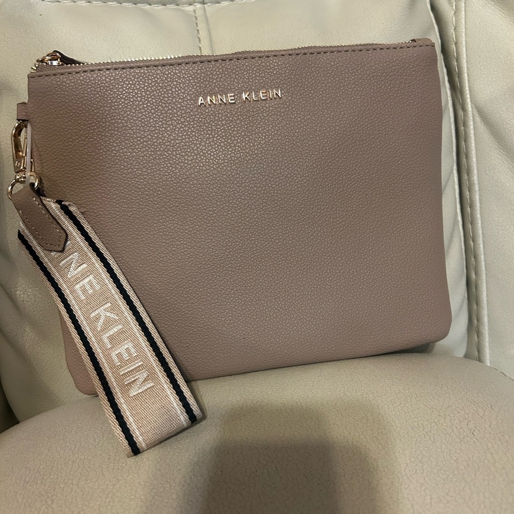 Anne Klein Beige Wristlet Clutch